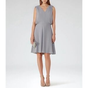 REISS Stellie Ruffle-Shoulder Dress